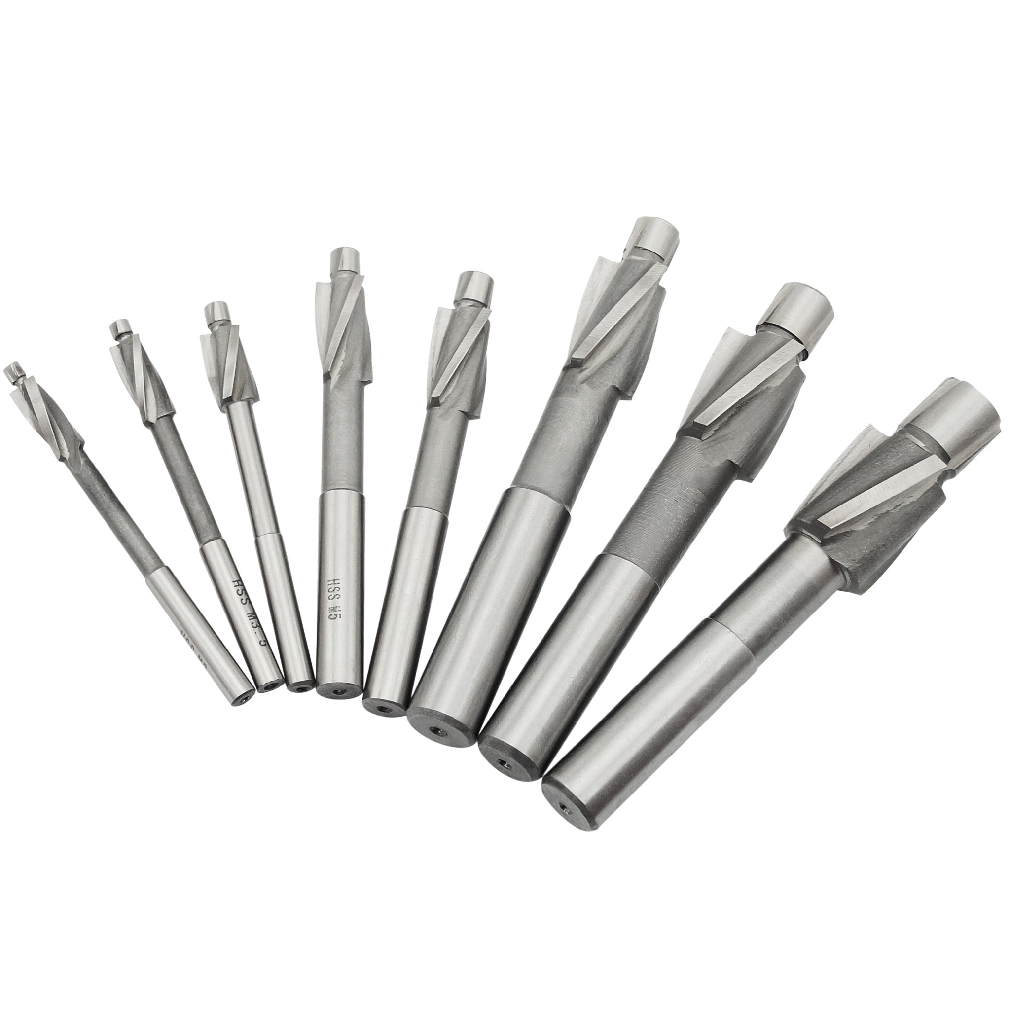 A straight shank counterbore drill bit made of high-speed steel, showing the overall length and the pilot end.