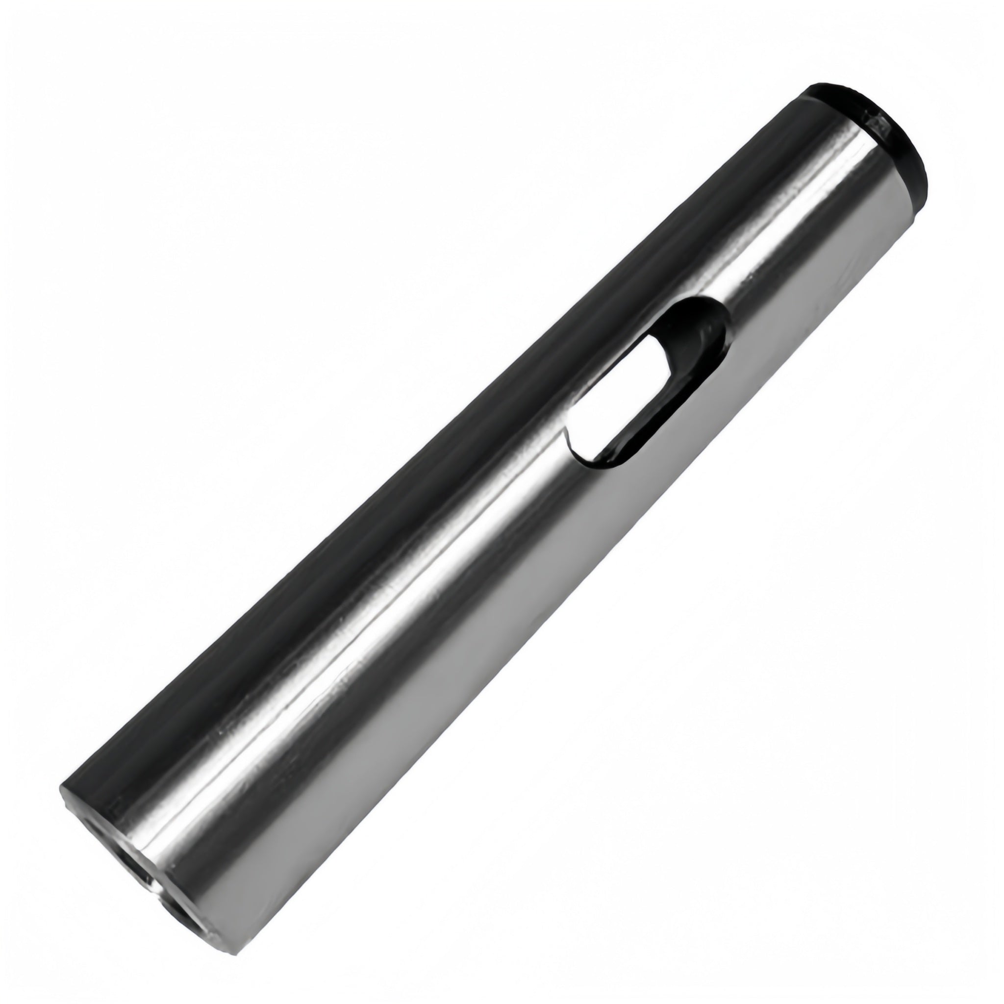 A silver-colored Morse taper adaptor or sleeve, cylindrical in shape, with a keyway slot visible on one side.