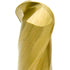 A close-up of a metallic gold end mill with a fluted spiral design and a polished cutting edge, shown against a white background. 