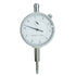 A dial indicator with a white face, black and red markings, and a silver metal body, shown against a plain white background.