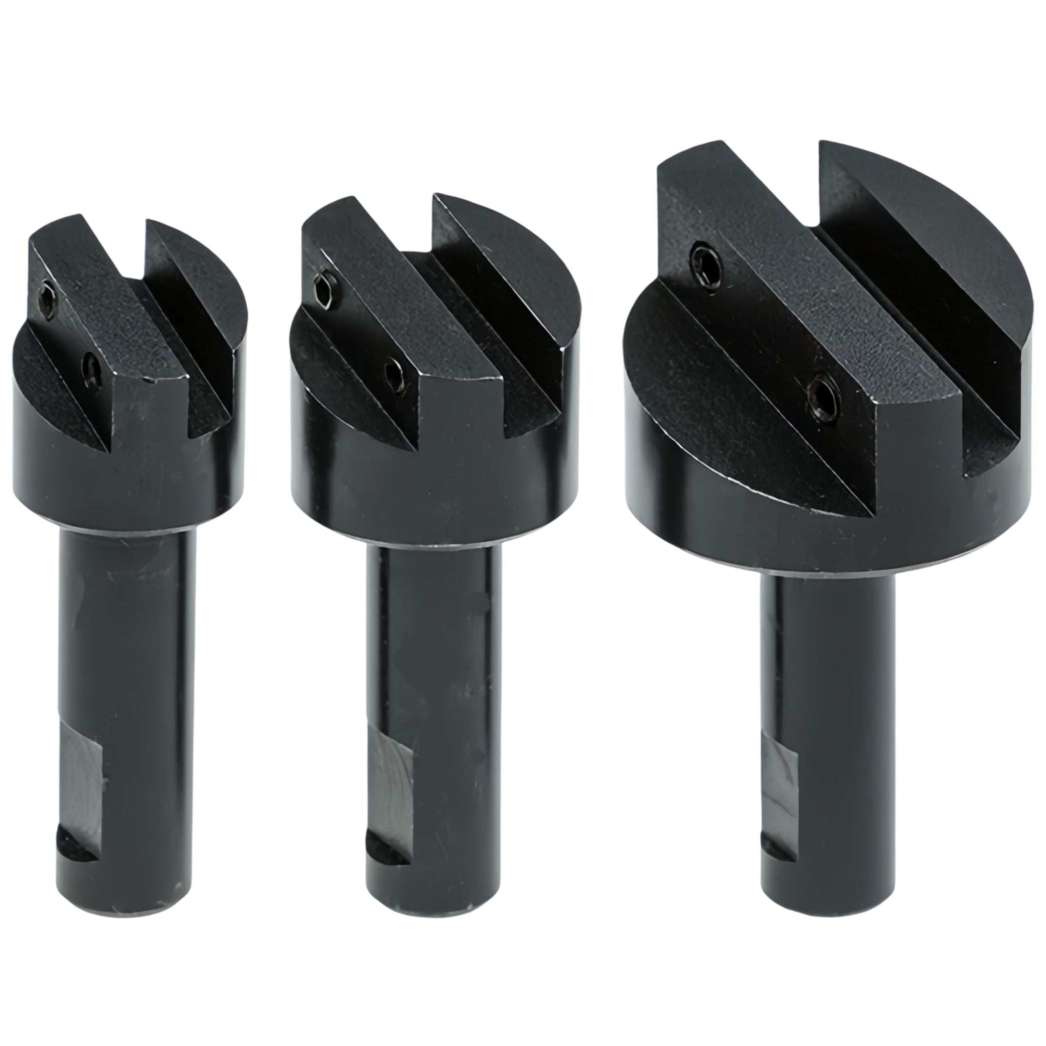 3 of black fly cutter holder with straight shank on a white background