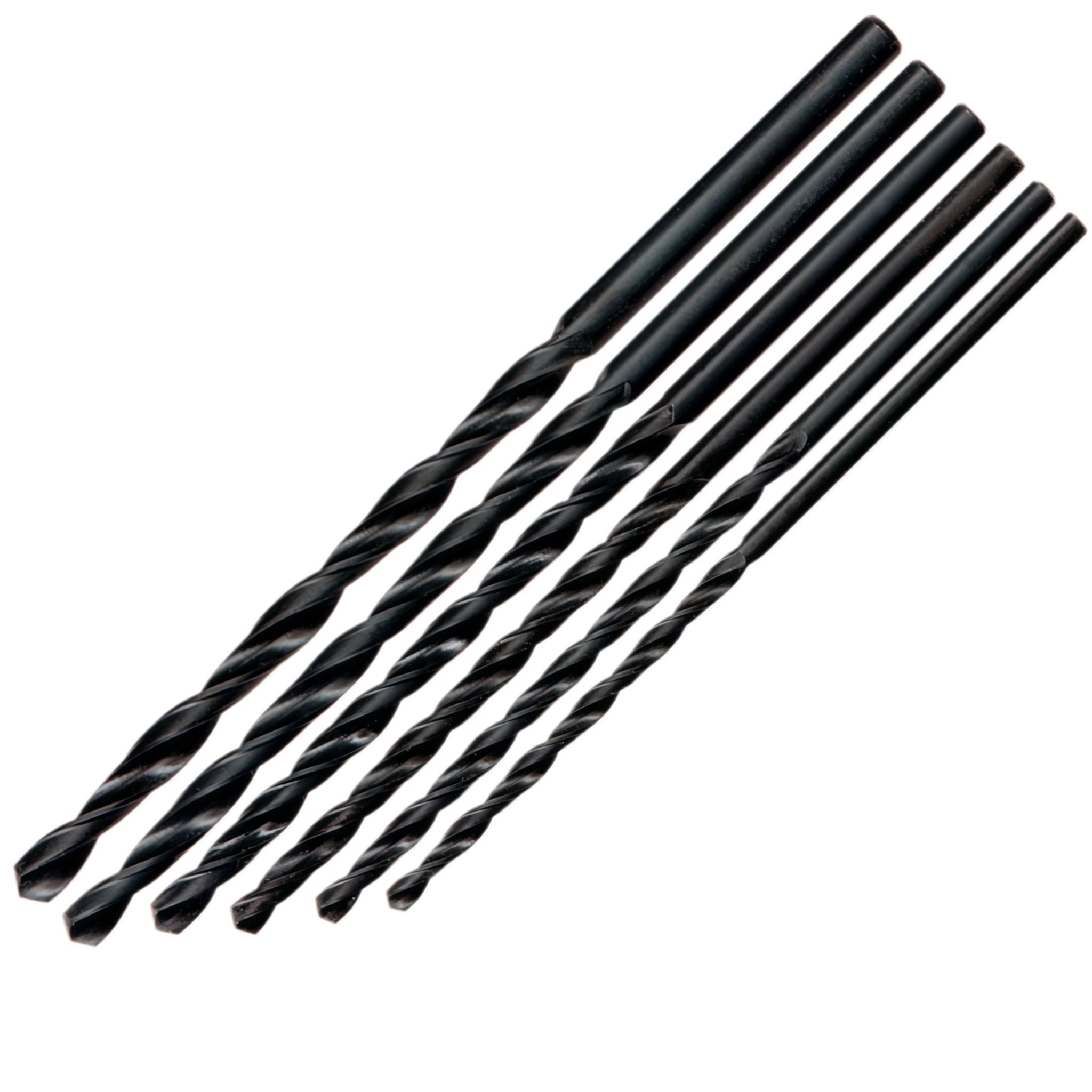 HSS Long Series Drill Bit 6pc Set, 3.5-6.0mm, Black Oxide Finish