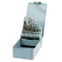 A metal tap and drill bit set in a light gray plastic storage case, shown open on a plain white background.
