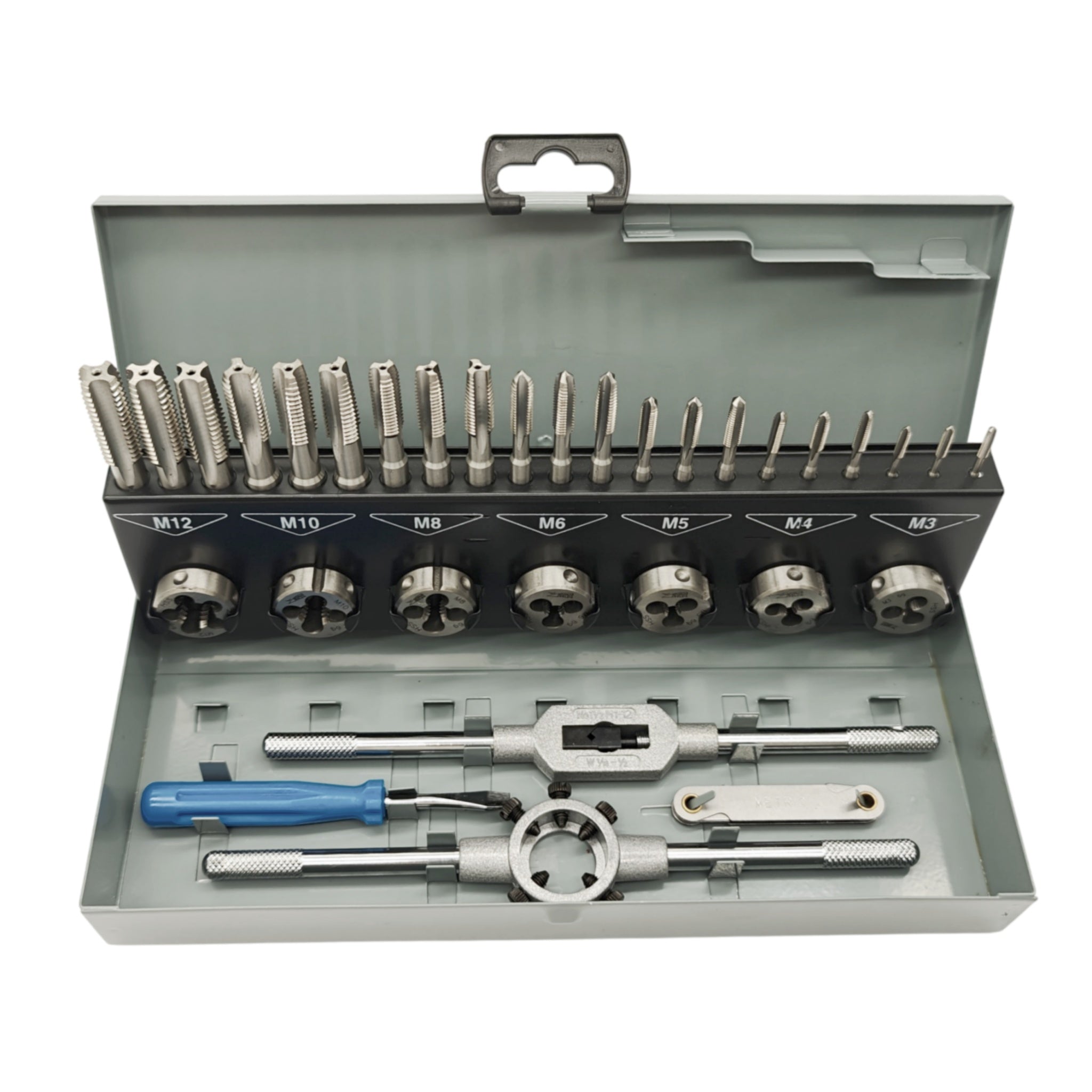 HSS Metric Tap, Die & Pitch Gauge 32pc Set M3-M12
