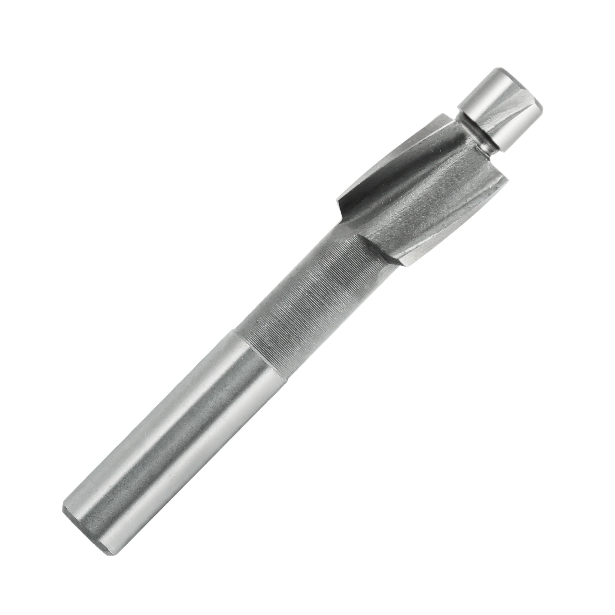 A straight shank counterbore drill bit made of high-speed steel, showing the overall length and the pilot end.