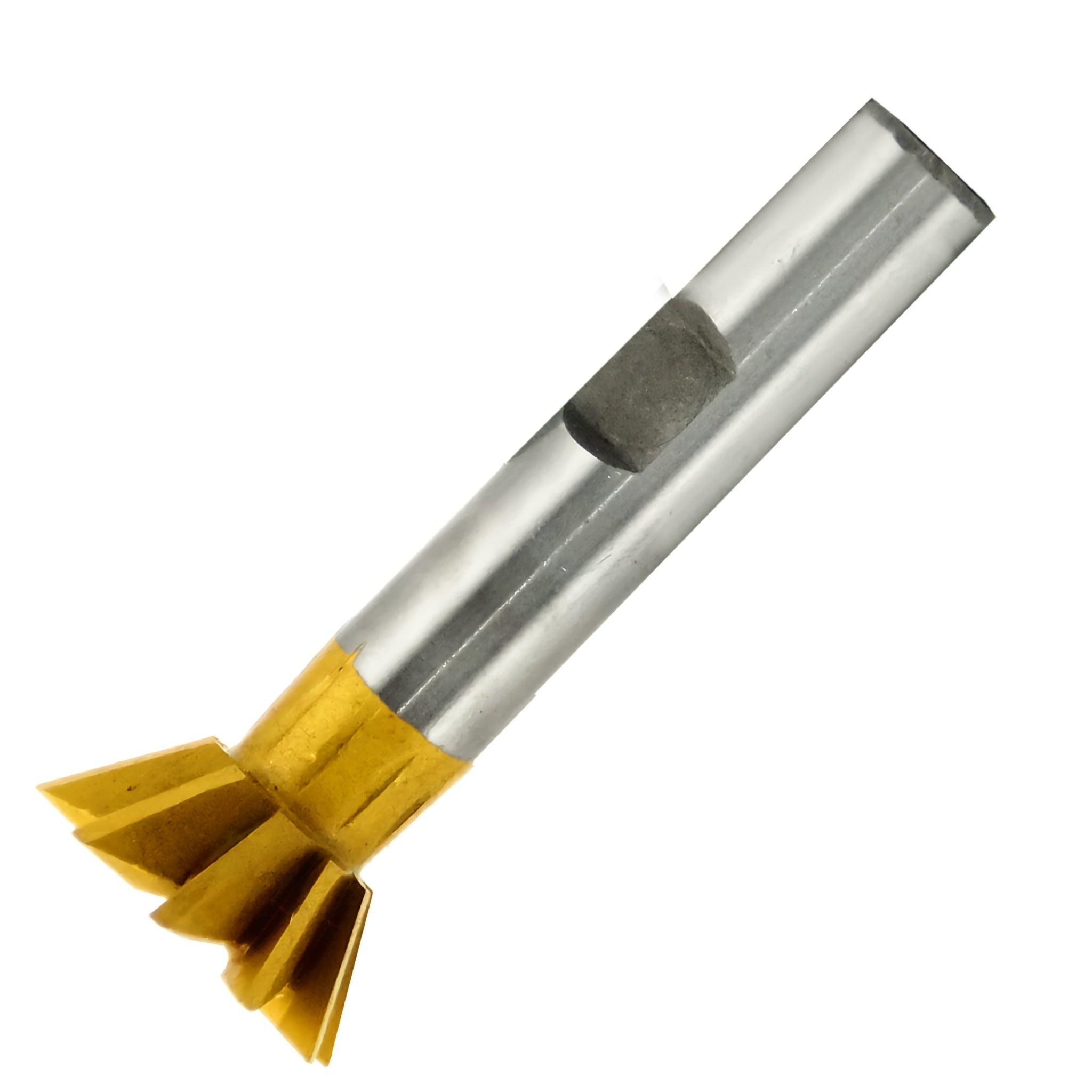 A single 60° TiN HSS dovetail milling cutter with a silver shank and gold-colored cutting edges.