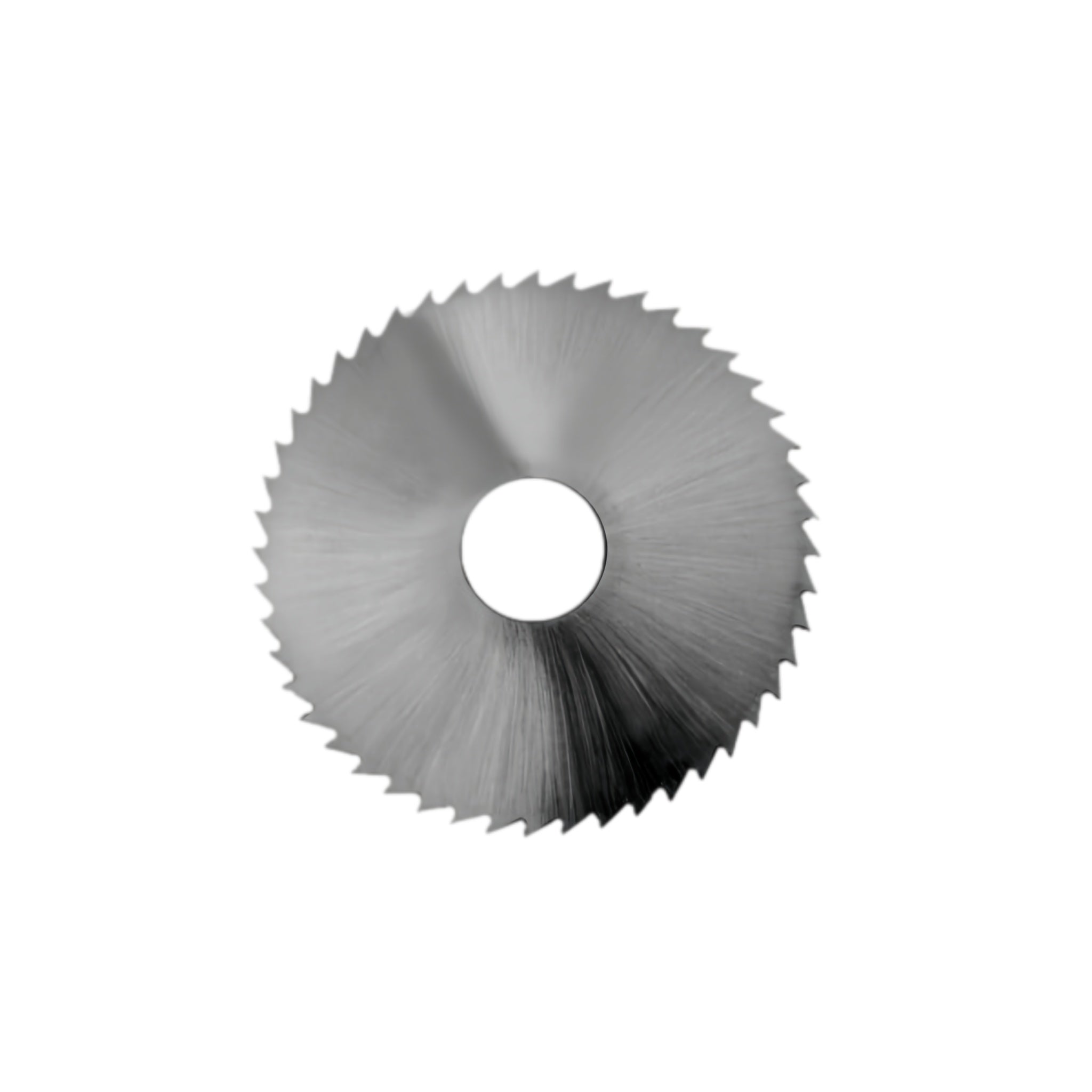 A circular metal circular slitting saw blade with a central hole, shown against a plain white background.