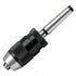 A drill chuck bit with a black and silver metal body, shown diagonally on a plain white background.