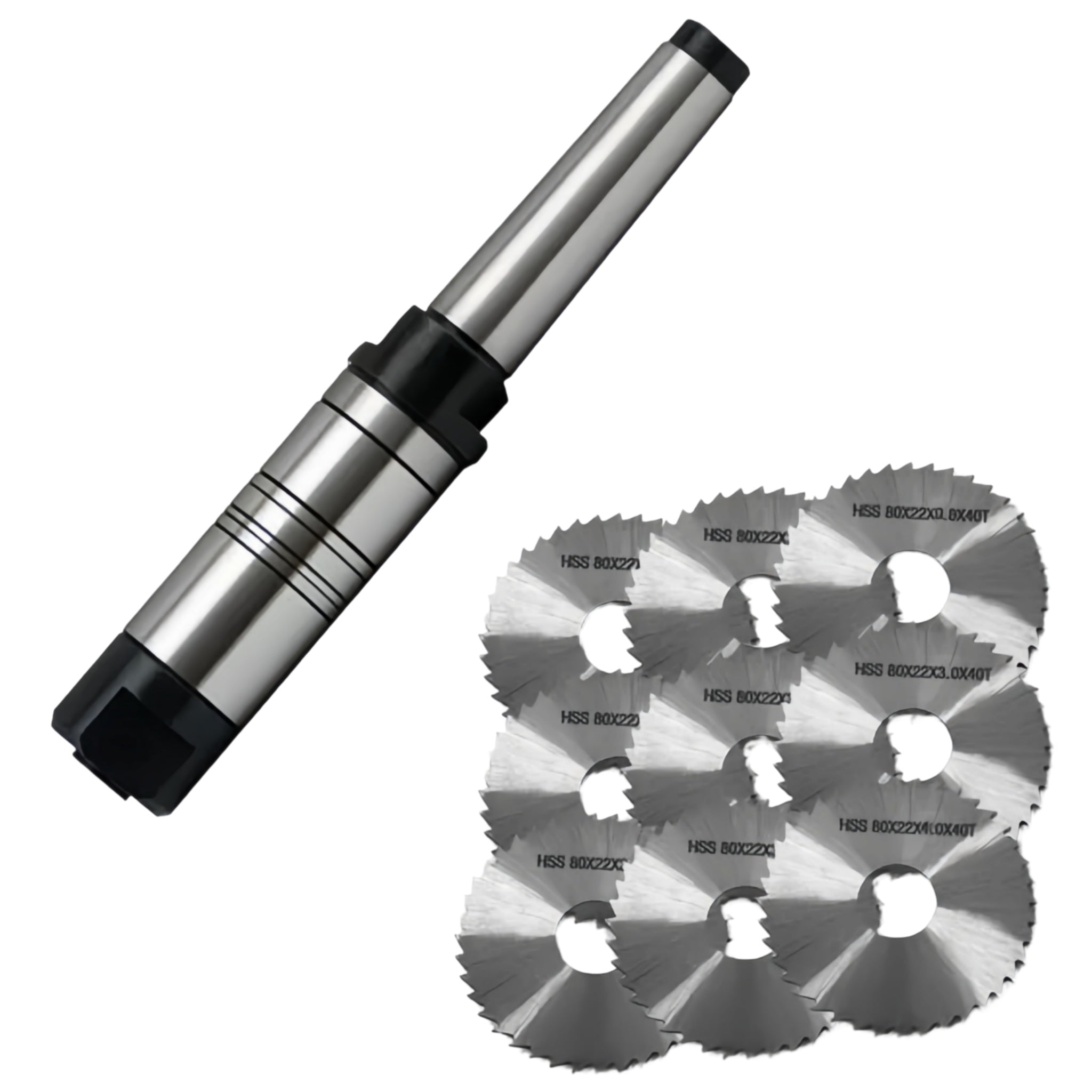 80mm Slitting Saw Full 9pcs Set with Stub Milling Arbor