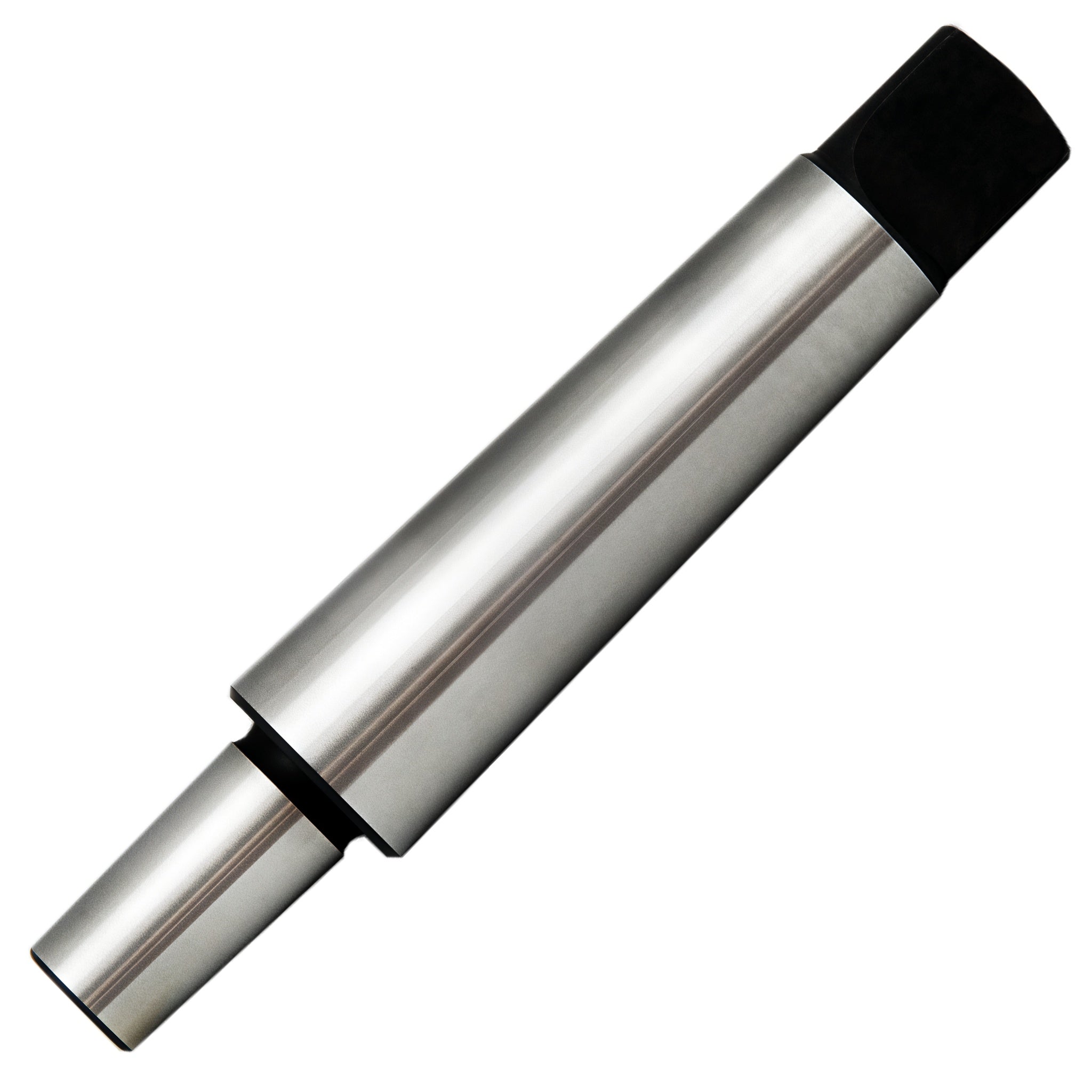 Metallic drill chuck arbor with a black and silver finish for drill press and milling machine