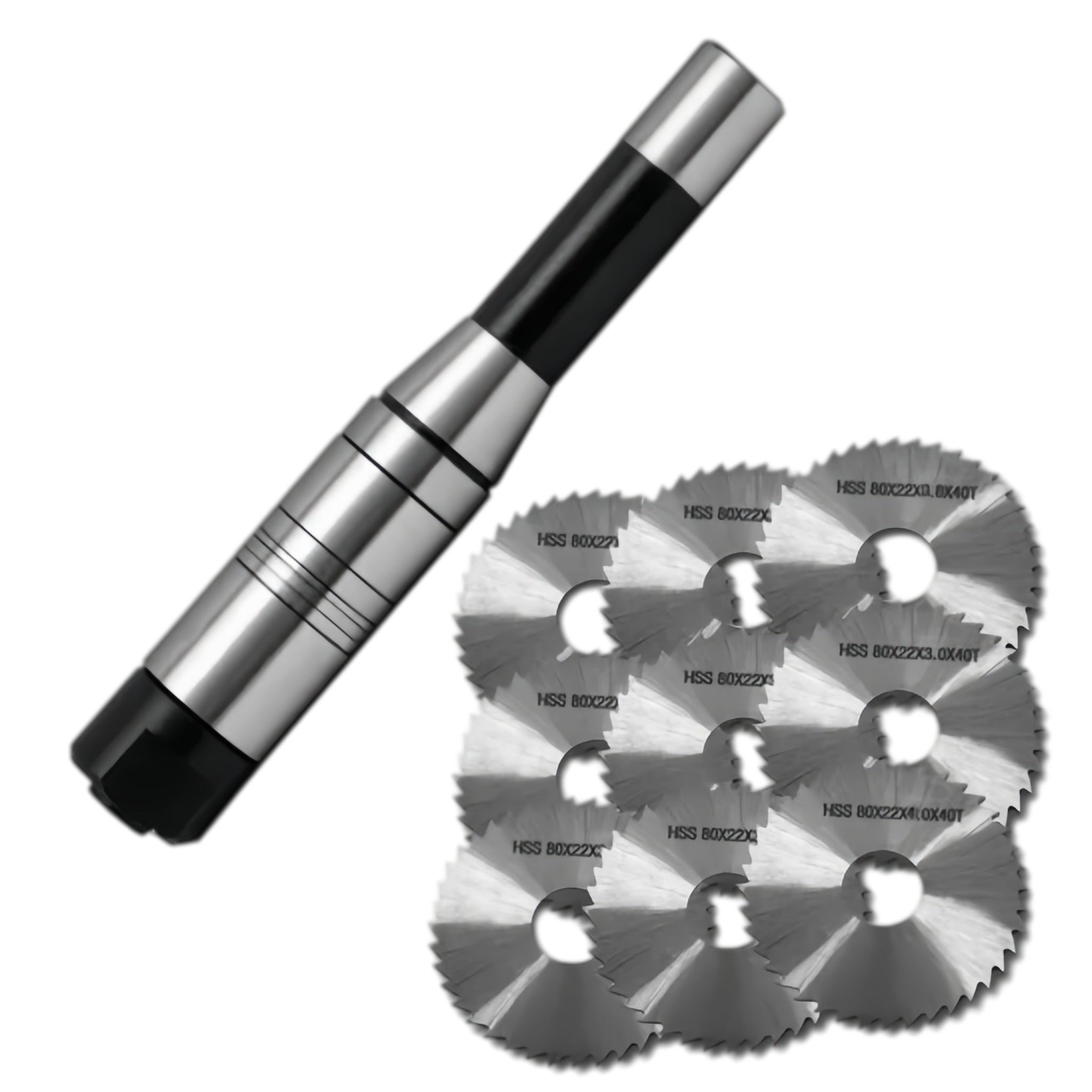 80mm Slitting Saw Full 9pcs Set with Stub Milling Arbor