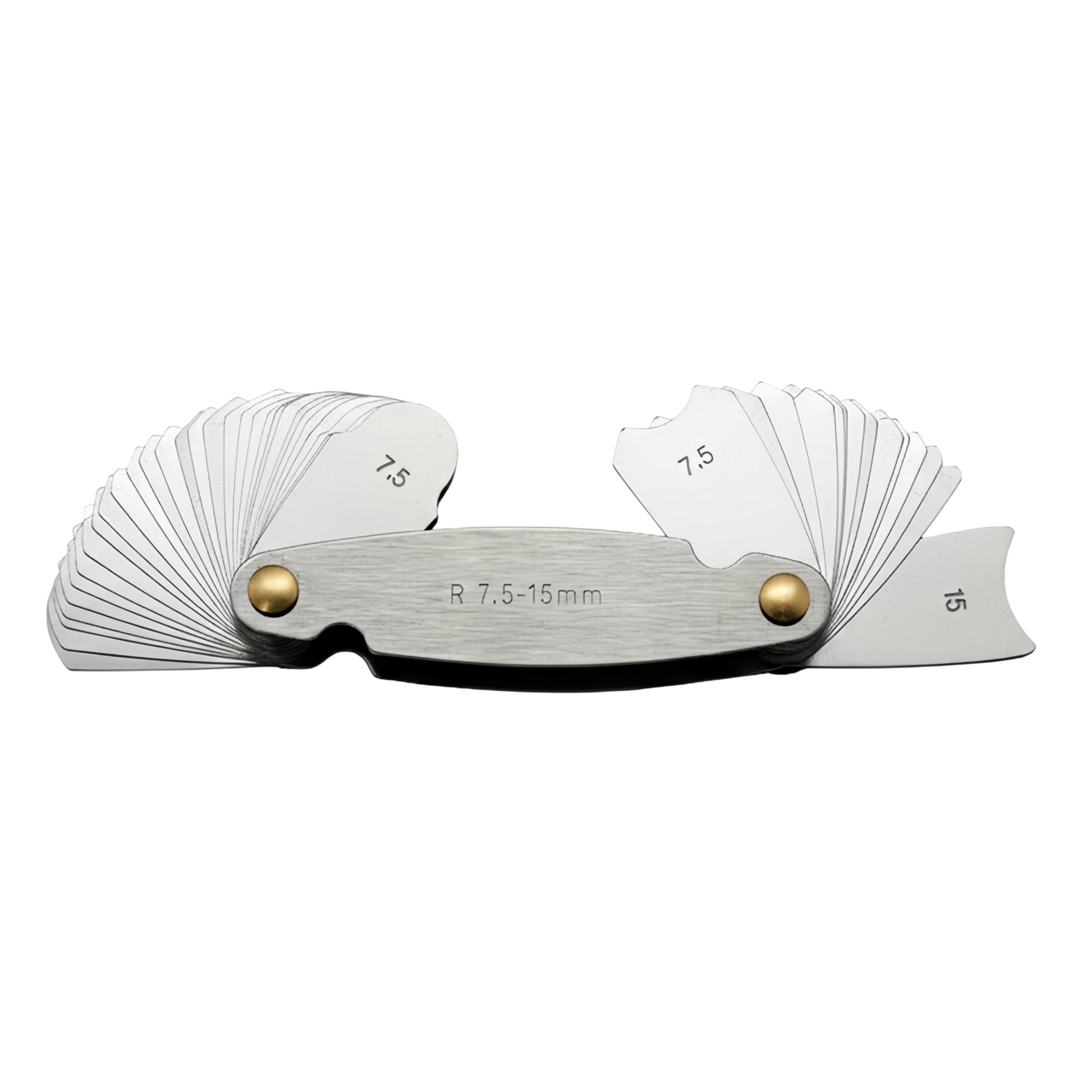 Metal template with adjustable radius settings on a white background