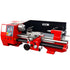 A red SIEG SC4/210x510mm Hi-Torque Lathe with a digital control panel, metal gears, and a long bed.