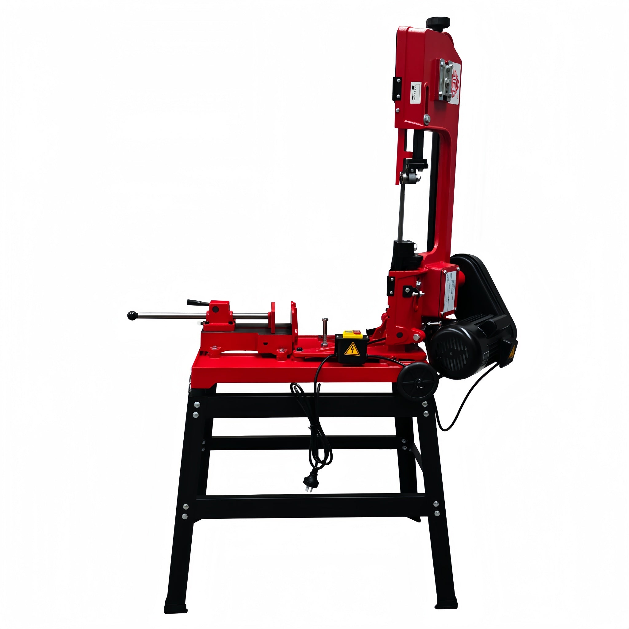 Red banding machine on a white background