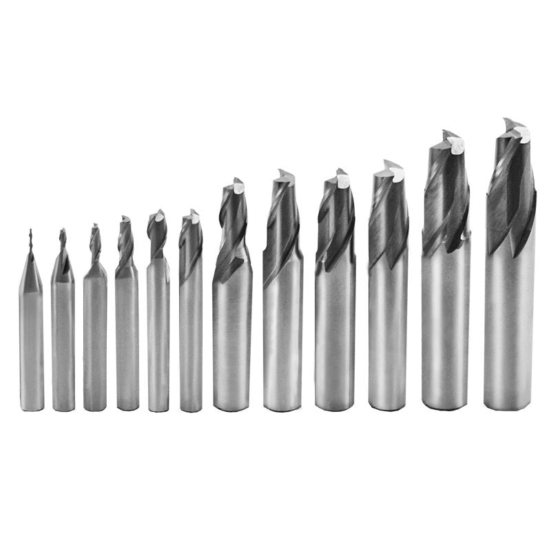 HSS 2 Flute End Mills Slot Drills 1-12mm 12pcs Set