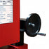 Red milling machine with a black wheel and technical specifications on a white background